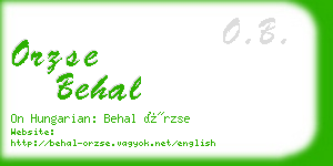 orzse behal business card